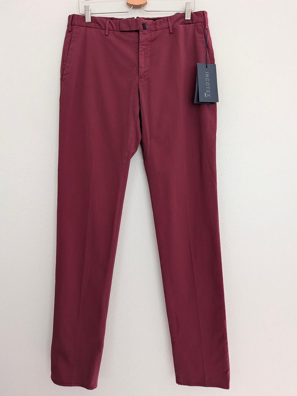 Incotex NWT Royal Batavia Chinos Plum Size 50 (US 34) Slim Fit Cotton Flaws $395